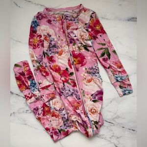 Posh Peanut Pink Floral Zip One-Piece Footie